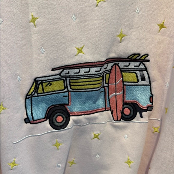 Sunkissed Coconut Light Pink Embroidered Camper Sweatshirt Size XXL - Picture 6 of 15